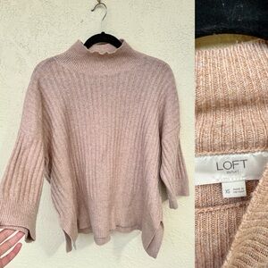 LOFT Women's Cowl Neck Sweater - Cream Size XS